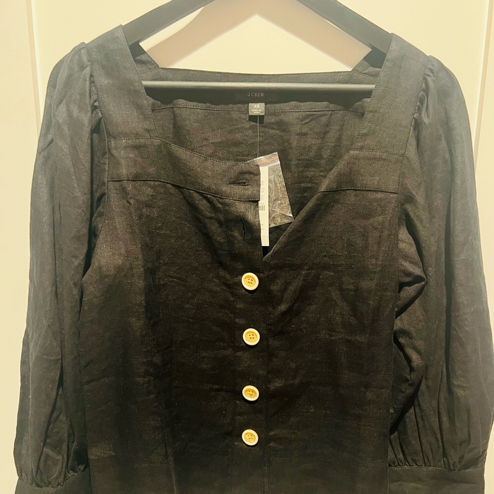 J crew black linen shirt with tags